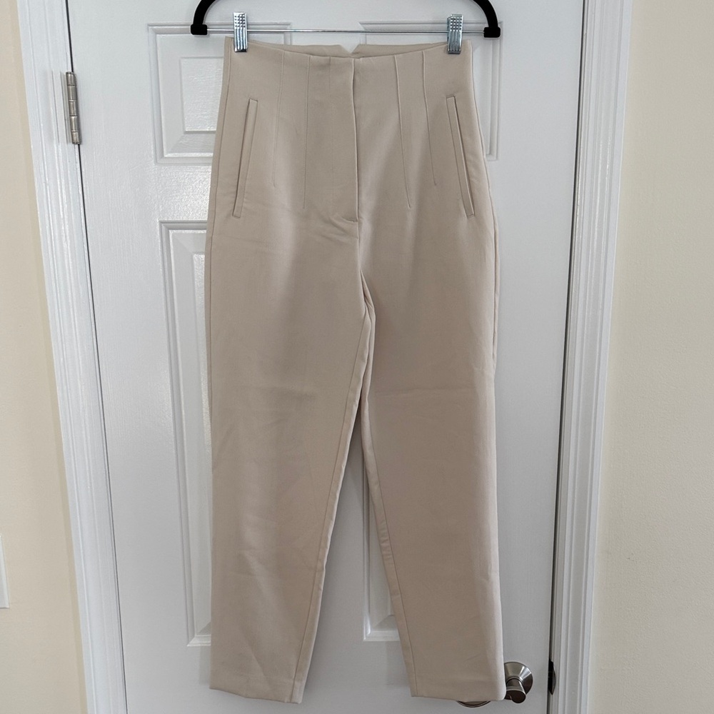 Zara Cream High-Waisted Trousers